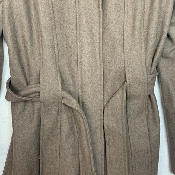 Calvin Klein womens size 4 pea coat small wool blend tan tie hooded business pr - Picture 5 of 10
